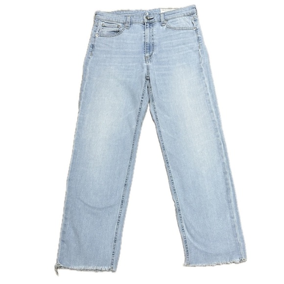 👖 RAG & BONE Cardiff High Rise Raw Hem Jeans | Women's 27 | Light Wash Denim👖 - Picture 1 of 4